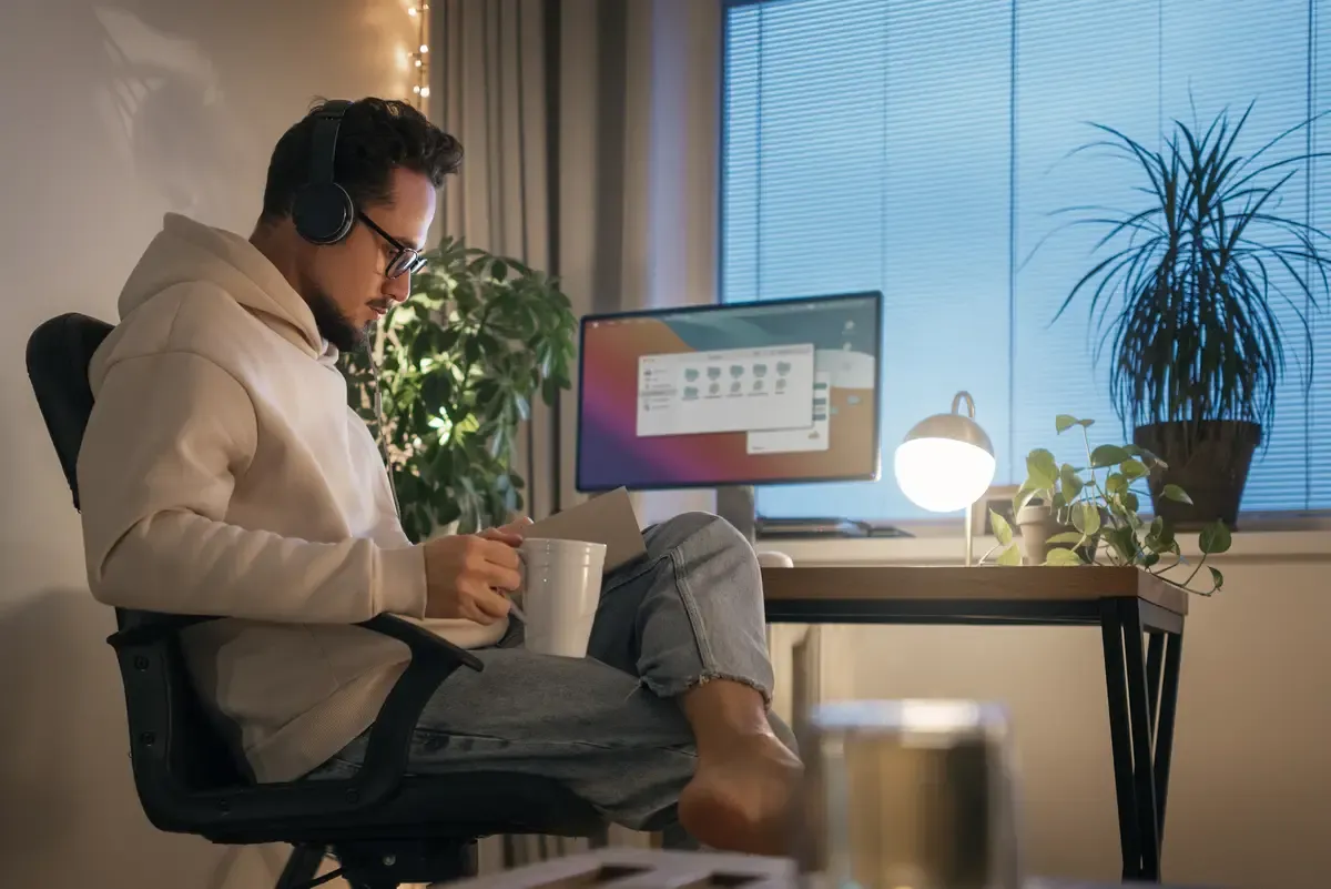 Person at home working late at night