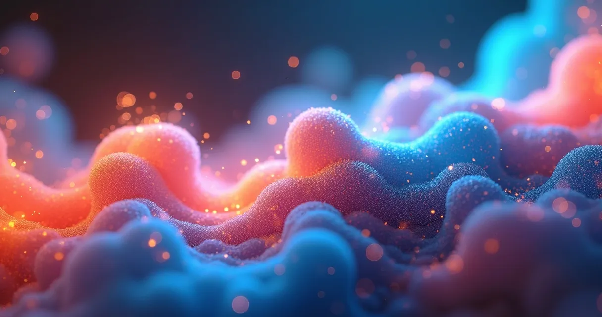 Arte digital criada por inteligência artificial com cores vivas e formatos abstratos 