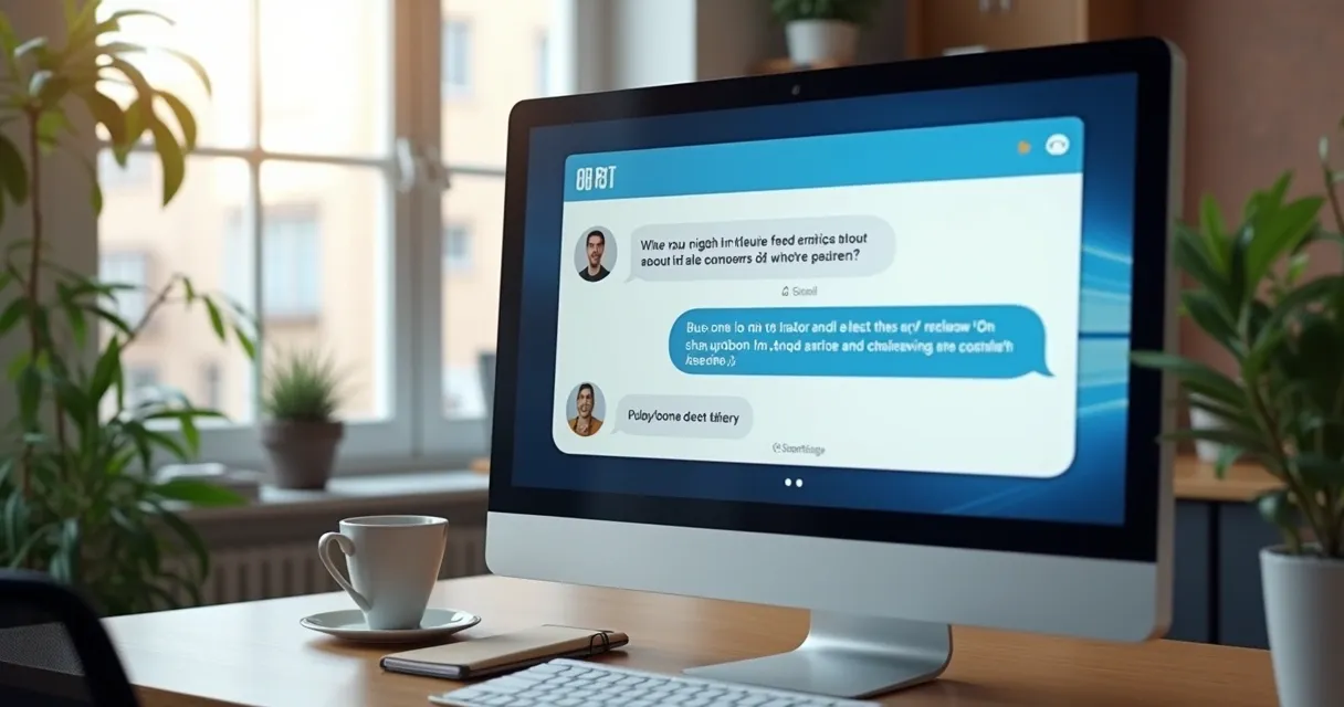 Chatbot atendendo cliente em tela de computador 