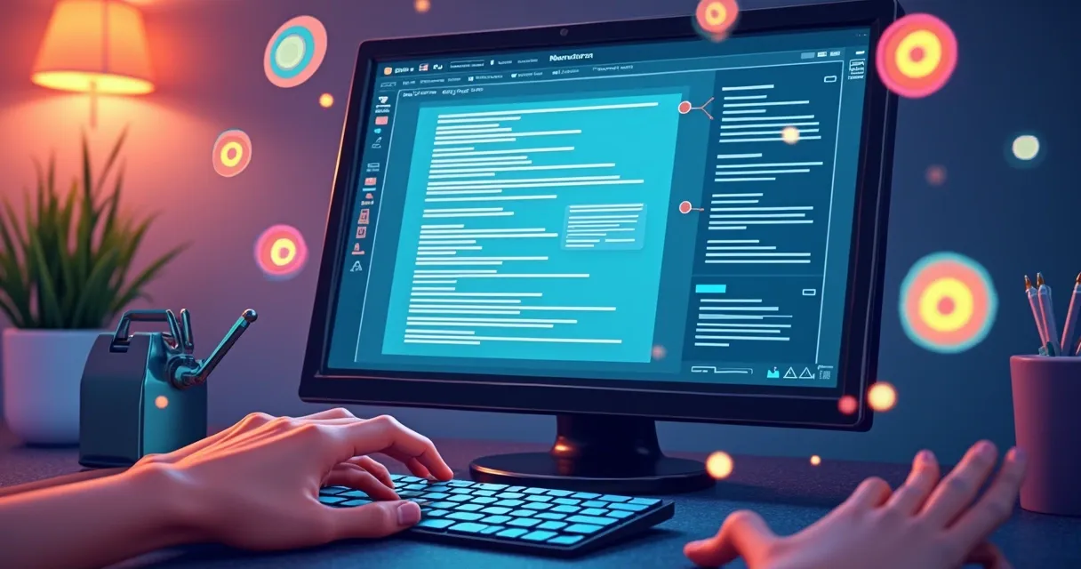 Roteiro de vídeo curto sendo gerado em tela com interface colorida e detalhes digitais
