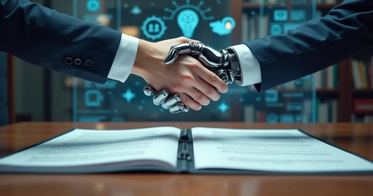Símbolo de ética conectando IA e direitos autorais 