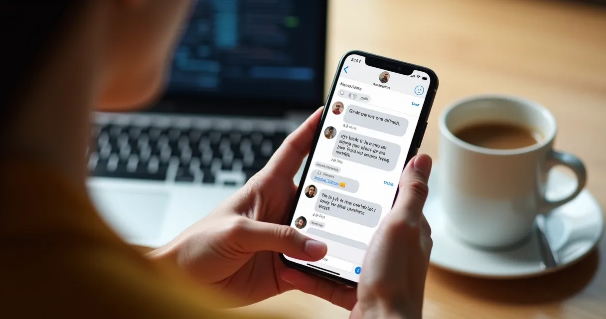 Pessoa analisa respostas automáticas em celular 