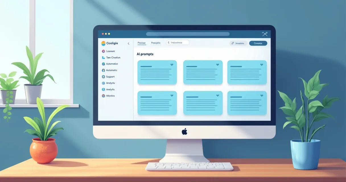 Painel de marketplace digital de prompts, com várias opções de compra